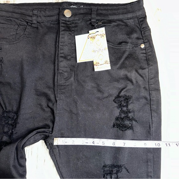 💝Boohoo NWT Plus Rip Knee Distressed High Waist Skinny Black Jeans Size 16 - Picture 7 of 12